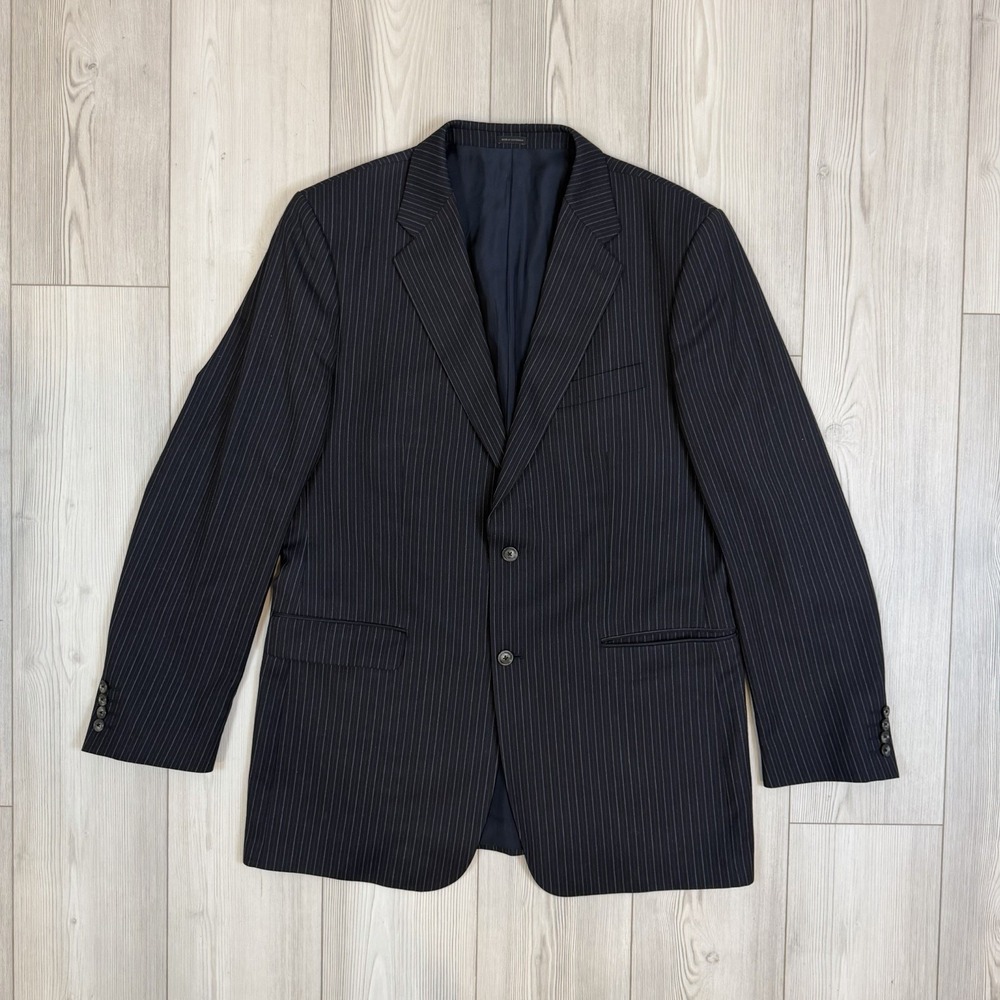Express‎ Men's Size 44L 100% Virgin Wool Navy Blue Pinstripe Blazer